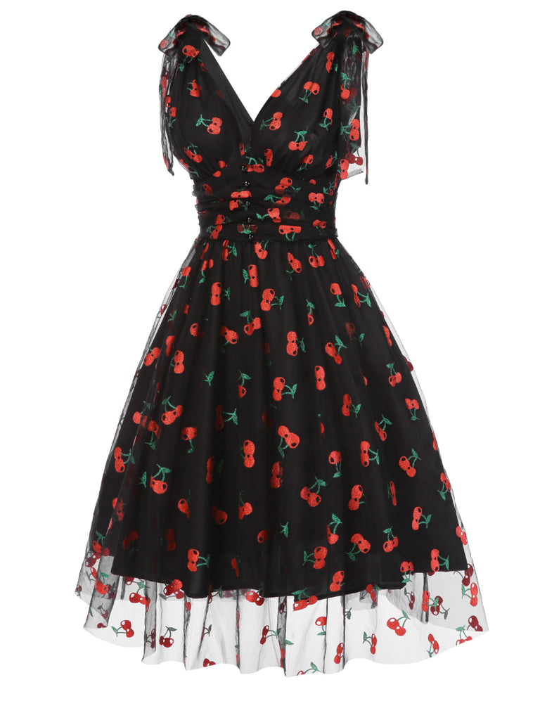 1950s Strawberry Mesh Swing Dress: timeless style reimagined