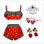 She's wearing 1950s Strawberry Ruffle Strap Swimsuit and the whole beach remembers the 1950s
