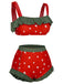 1950s Strawberry Ruffle Strap Swimsuit - vintage swimwear, retro beach style for women