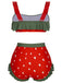 1950s Strawberry Ruffle Strap Swimsuit - vintage swimwear, retro beach style for women