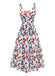 1950s Strawberry Square Neck Wide Strap Dress - vintage dress, retro fashion, rockabilly