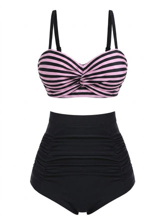 2PCS 1950s Cherry Spaghetti Strap Bikini Set, vintage swimsuit, pin-up swimwear - perfect for women who love vintage and retro fashion