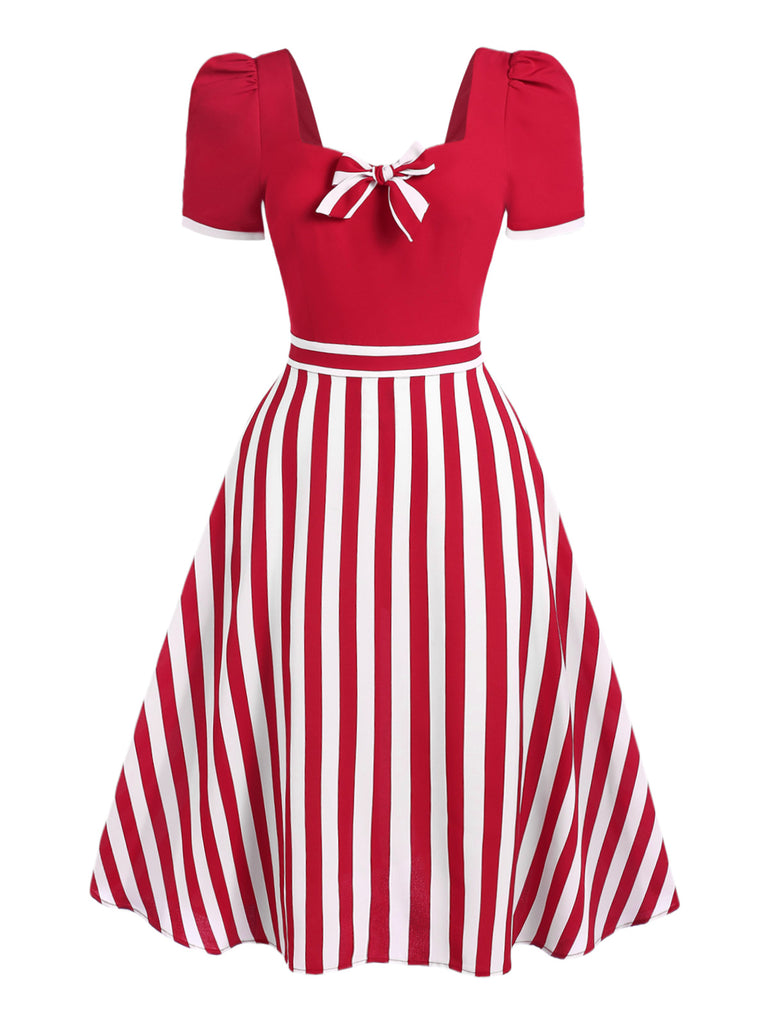 1950s Striped Bow Dress: where 1950s romance meets her modern spirit