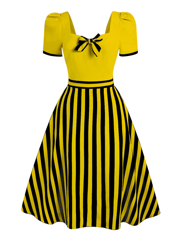 This 1950s Striped Bow Dress wraps her in 1950s elegance, one twirl at a time