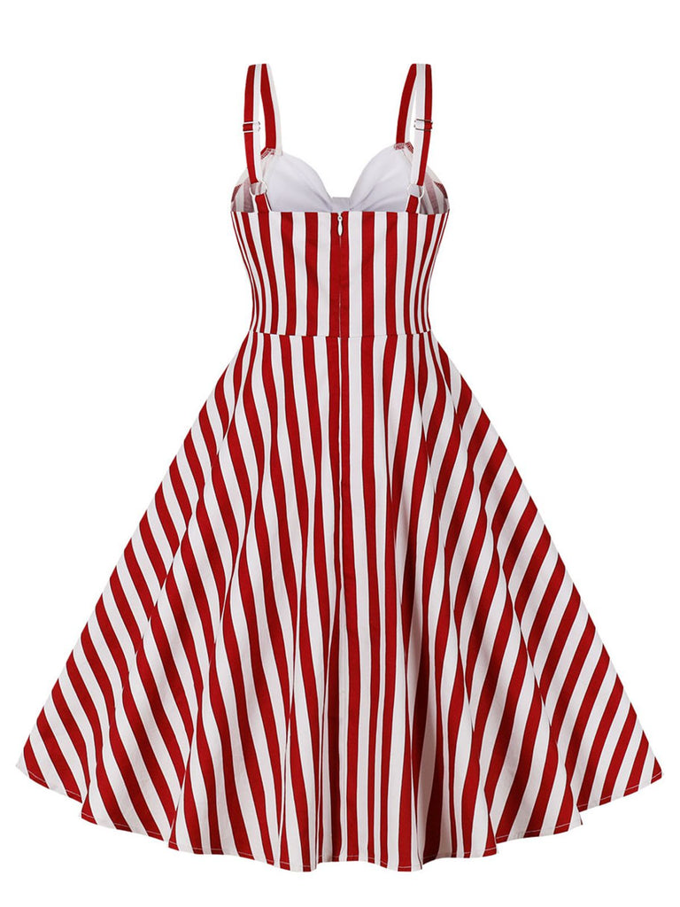 1950s Stripes Contrast Patchwork Strap Dress — vintage elegance for the modern woman