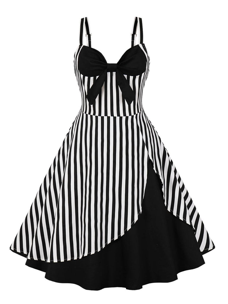 1950s Stripes Contrast Patchwork Strap Dress: timeless style reimagined