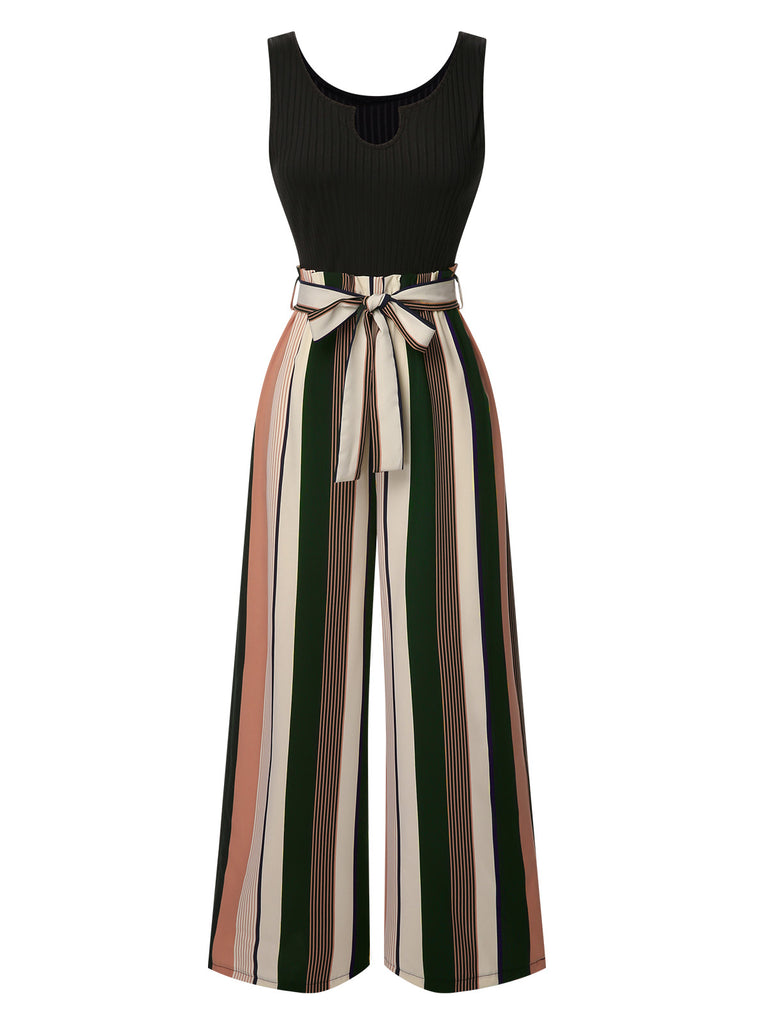 She adds this 1950s Stripes Knitted Belted Jumpsuit and suddenly it's 1950s perfection