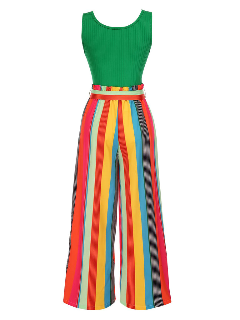 1950s Stripes Knitted Belted Jumpsuit — the 1950s finishing touch that makes her outfit sing