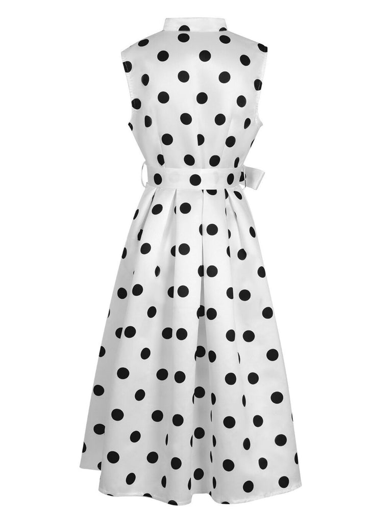 polka dot belted a line dress Donna Karan Polka-dot Belted A-line Dress in Brown