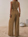 1950s Surplice V-Neck Solid Belted Jumpsuit — 1950s elegance in the palm of her hand