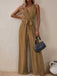 She adds this 1950s Surplice V-Neck Solid Belted Jumpsuit and suddenly it's 1950s perfection
