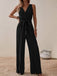 1950s Surplice V-Neck Solid Belted Jumpsuit — 1950s elegance in the palm of her hand