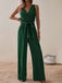 1950s Surplice V-Neck Solid Belted Jumpsuit — 1950s elegance in the palm of her hand