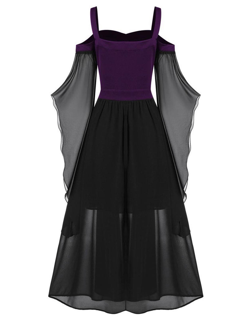 1950s Suspender Contrast Color Chiffon Strap Dress — vintage elegance for the modern woman