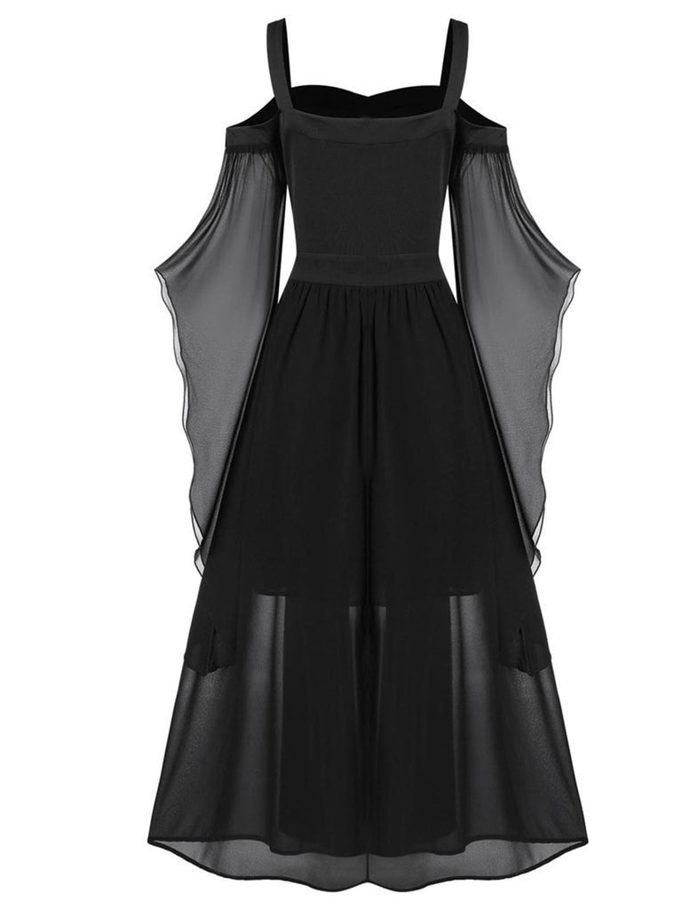 1950s Suspender Contrast Color Chiffon Strap Dress: timeless style reimagined