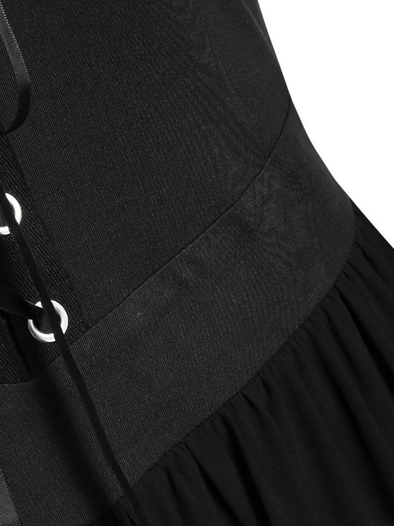 1950s Suspender Contrast Color Chiffon Strap Dress — vintage elegance for the modern woman