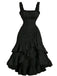 1950s Suspender Ruched Tiered Ruffle Hem Dress - vintage dress, retro fashion, rockabilly