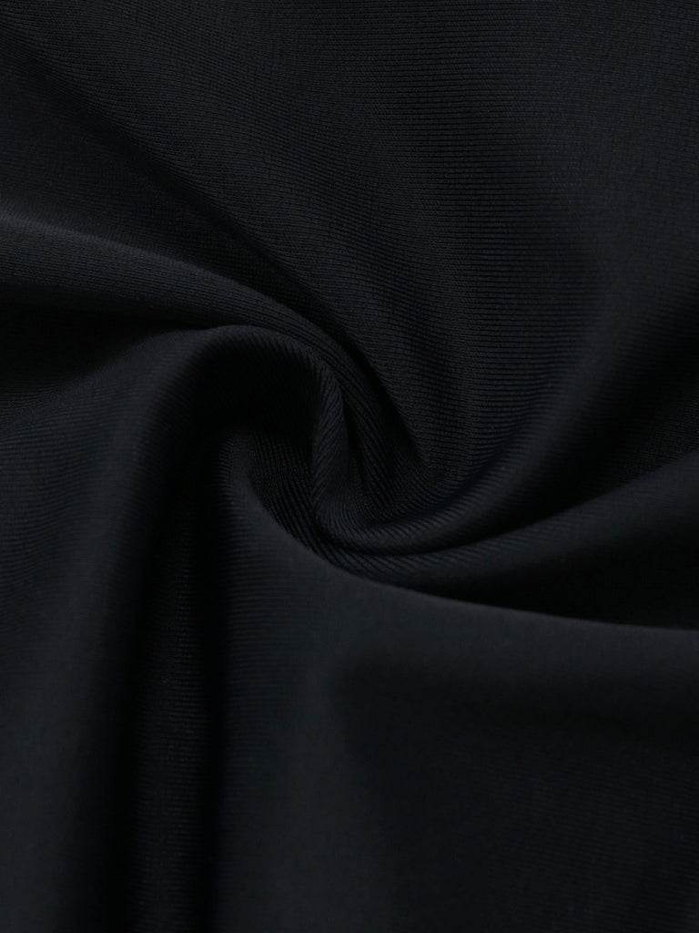 Black 1950s Solid Deep V Tummy Control One-Piece Swimsuit - vintage swimsuit, pin-up style, classic black