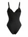 Black 1950s Spaghetti Strap 3D Cherry One-Piece Swimsuit - vintage swimsuit, pin-up style, classic black