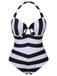 Black & White 1950s Barbie Striped Halter One-Piece Swimsuit - vintage swimsuit, pin-up style, classic black
