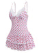 [Pre-Sale] Pink 1940s Cherry Print Lace Trim One-Piece Swimsuit - vintage swimsuit, pin-up swimwear for vintage lovers