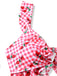 Red 1950s Plaid Cherry Ruffled Sweetheart Neck One-Piece Swimsuit - vintage swimsuit, pin-up style, elegant red