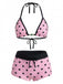 1950s Tie Halter Beaded Star Print Swimwear Set - vintage swimsuit, pin-up style