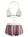 1950s Tie Halter Beaded Striped Swimwear Set: beautiful vintage fashion, retro style, classic elegance with timeless appeal