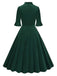 1950s Tie Neck Velvet Flared Sleeve Dress — a 1950
