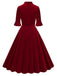 1950s Tie Neck Velvet Flared Sleeve Dress: where 1