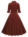 This 1950s Tie Neck Velvet Flared Sleeve Dress wra