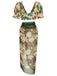 This 1950s Tropical Plant Patchwork Bikini Set & Cover-Up carries 1950s vacation dreams in every stitch