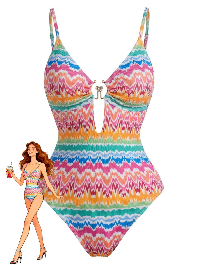 PAT 1950s One Piece Print Swimsuit