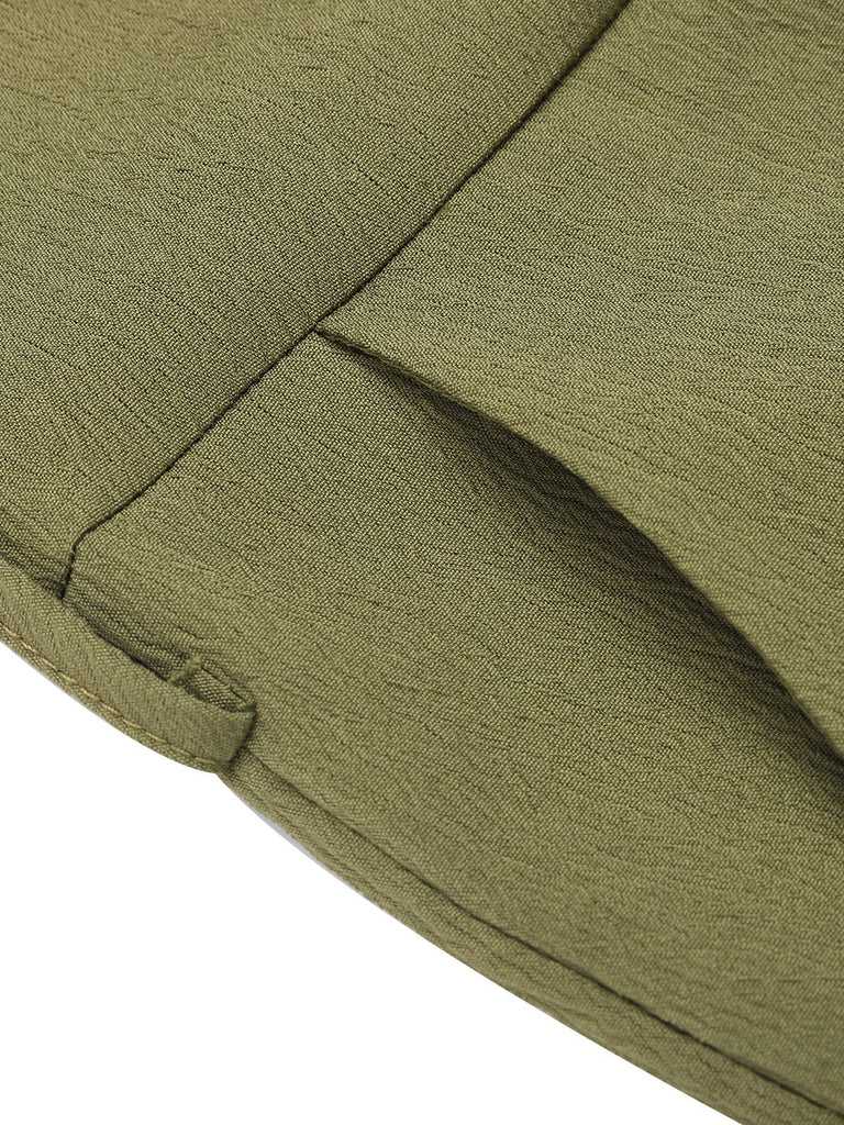 Olive Green 1950s V-Neck Button Waist Tie Romper, vintage romper, retro jumpsuit - perfect for women who love vintage and retro fashion