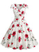 1950s Vintage Floral V Neck Dress