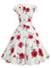 1950s Vintage Floral V Neck Dress
