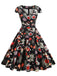 1950s Vintage Floral V Neck Dress