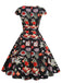 1950s Vintage Floral V Neck Dress