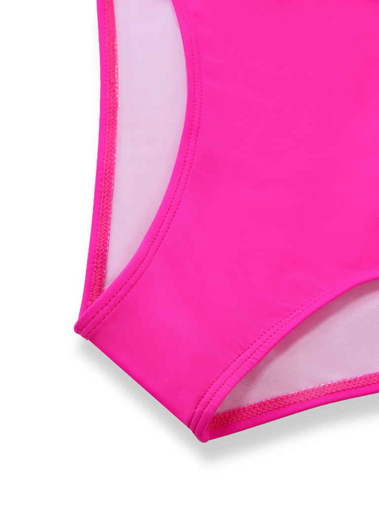 1950s V-Neck Color Patchwork One-Piece Swimsuit - vintage swimsuit, pin-up style