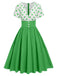 She slips into this 1950s V-Neck Polka Dots Swing Dress and suddenly it's a 1950s daydream