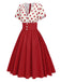This 1950s V-Neck Polka Dots Swing Dress wraps her in 1950s elegance, one twirl at a time