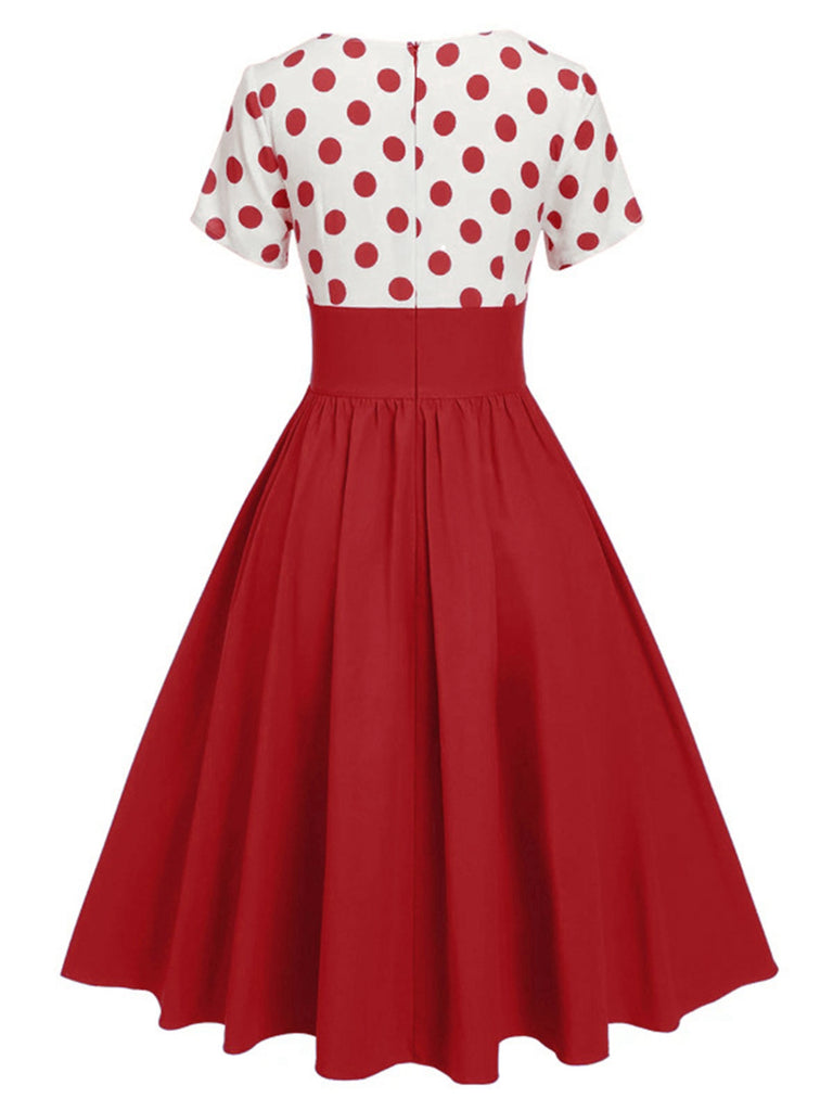 1950s V-Neck Polka Dots Swing Dress — the kind of 1950s dress that makes strangers smile