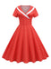 1950s V-Neck Polka Dots Swing Dress, vintage dress, retro fashion, rockabilly, pin-up fashion - perfect for women who love vintage and retro fashion