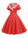 1950s V-Neck Polka Dots Swing Dress, vintage dress, retro fashion, rockabilly, pin-up fashion - perfect for women who love vintage and retro fashion