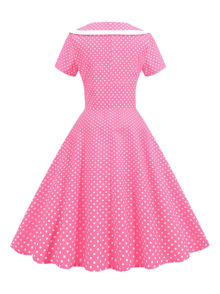 1950s V-Neck Polka Dots Swing Dress, vintage dress, retro fashion, rockabilly, pin-up fashion - perfect for women who love vintage and retro fashion