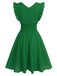 1950s V-Neck Smocked Waist Ruffles Sleeveless Dress — a 1950s silhouette that turns sidewalks into runways