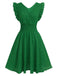 1950s V-Neck Smocked Waist Ruffles Sleeveless Dress — the kind of 1950s dress that makes strangers smile