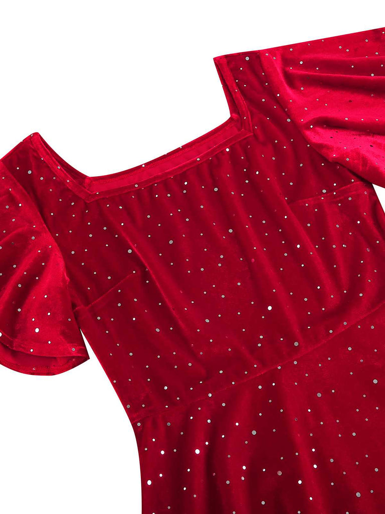 1950s Velvet Sparkling Solid A-Line Dress — the kind of 1950s dress that makes strangers smile