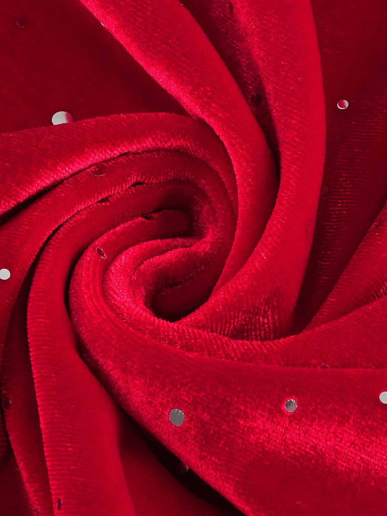 She slips into this 1950s Velvet Sparkling Solid A-Line Dress and suddenly it's a 1950s daydream