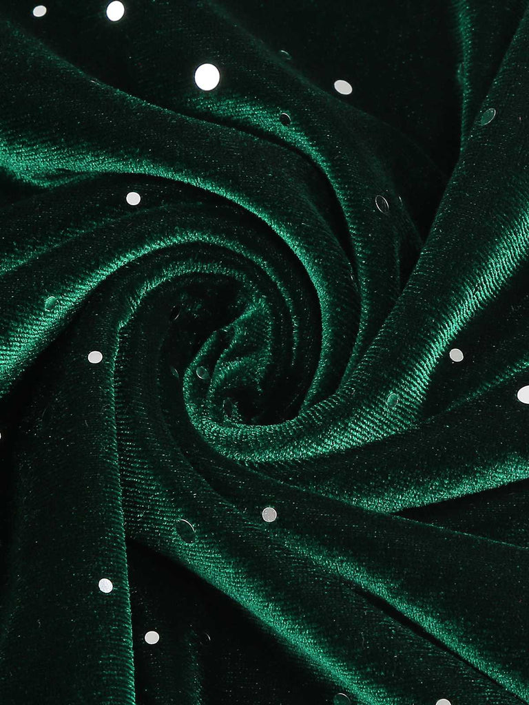 She slips into this 1950s Velvet Sparkling Solid A-Line Dress and suddenly it's a 1950s daydream